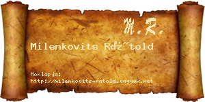 Milenkovits Rátold névjegykártya